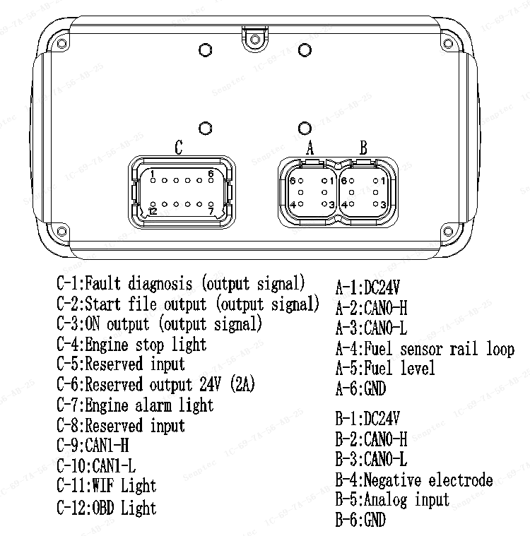 4.3' engine display pin definetion