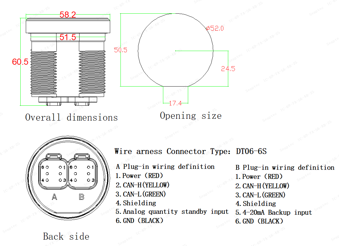 pin diagram of senpetec water temp gauge